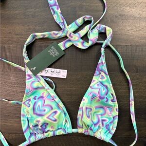 Wild Fable Colorful Heart Pattern Bikini Top